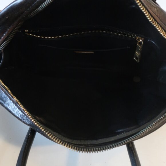 AUTHENTIC Prada Vitello Bowler Black Brown Serial No. 25 Leather Satchel Handbag - Picture 11 of 16